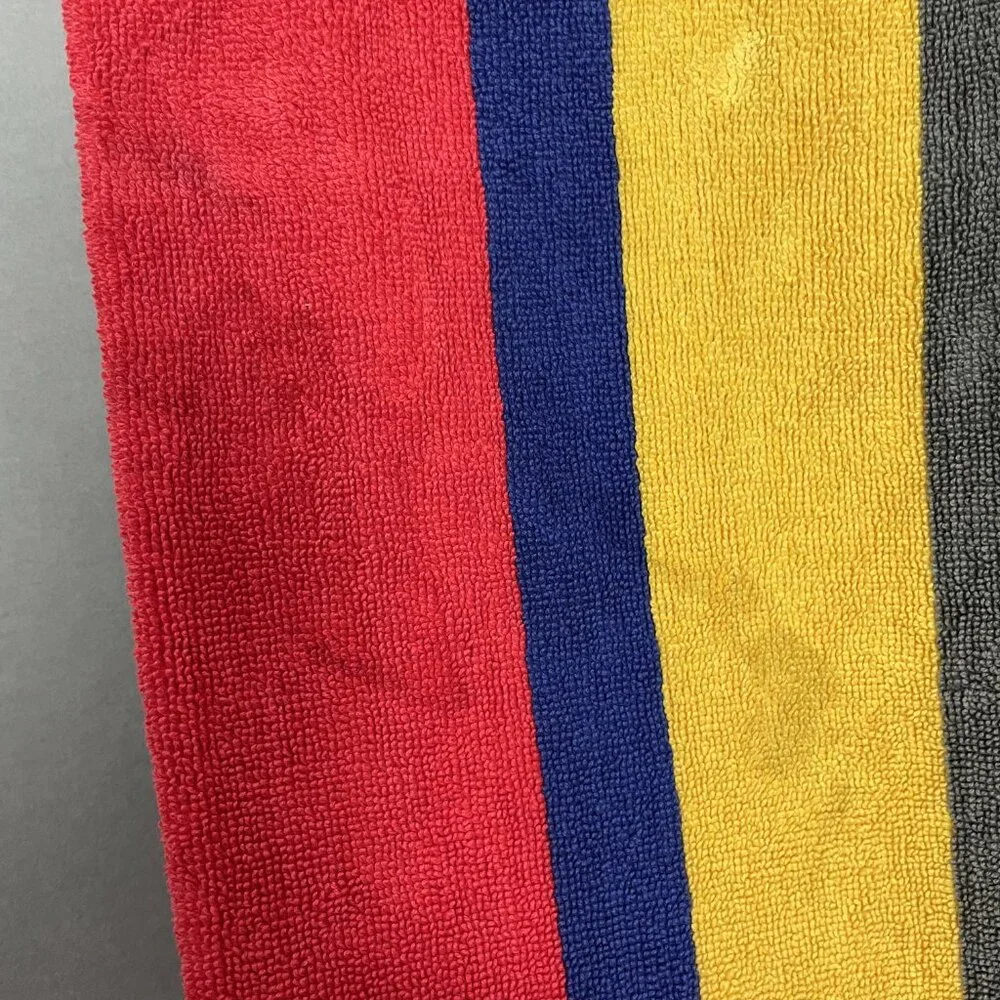 Vintage 90s Beach Towel Cecil Saydah Company Stripes FLAWS Cotton‎ Retro